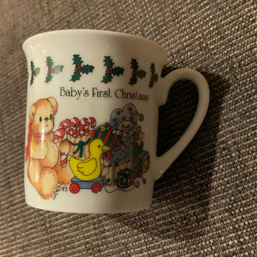 Enesco Vintage 1985 Baby's First Christmas Cup Lucy & Me Lucy Rigg Japan